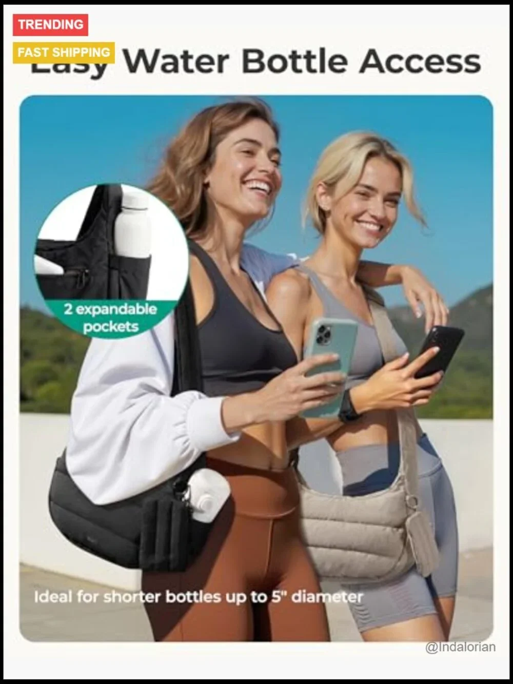 Puffy Quilted Crossbody Hobo Bag with Adjustable Strap and Card Pouch